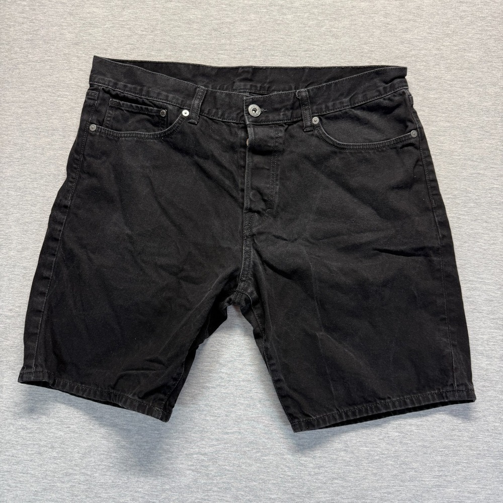& Denim Straight Fit Bermuda Shorts Men 36 Black Button Fly Casual Everyday Wear